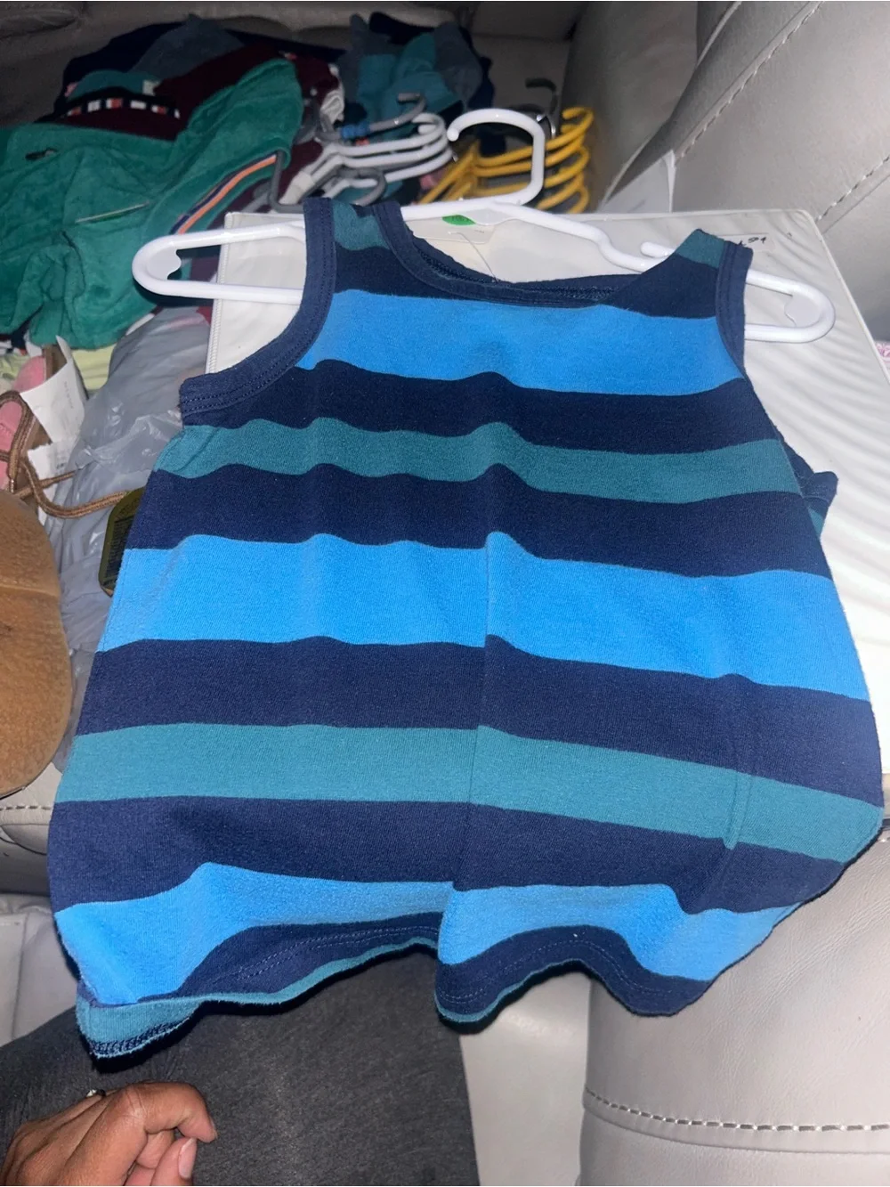 🌼2 for $5🌼 The Children's Place Blue & Teal Striped Tank Top